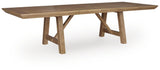 Ridgester Light Brown Dining Extension Table angled view