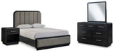 Rowanbeck Gray/Black Upholstered Panel Bedroom Set from Decor Furniture