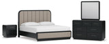 Rowanbeck Gray/Black Upholstered Panel Bedroom Set view 2