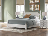 Rowlenstown Antique White Poster Bedroom Set King 3: Bed, Dresser, Mirror from Decor Furniture