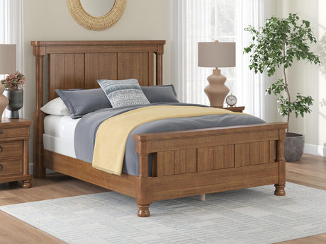 Rowlenstown Brown Poster Bedroom Set Queen 3: Bed, Dresser, Mirror from Decor Furniture