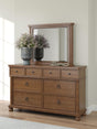 Rowlenstown Brown Poster Bedroom Set King 3: Bed, Dresser, Mirror from Decor Furniture