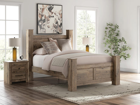 Rusticott Brown Poster Bedroom Set Queen 3: Bed, Dresser, Mirror from Decor Furniture