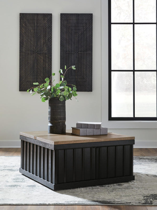 Rylandyn Black/Light Brown Lift-Top Coffee Table view 5