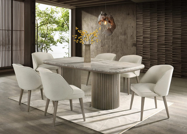 Samara Beige Genuine Marble Dining Room Set from Decor Furniture