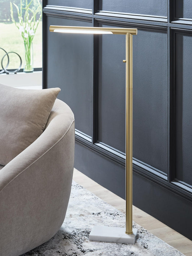 Santiford Gold Finish/White Floor Lamp from Decor Furniture