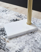 Santiford Gold Finish/White Floor Lamp detail view