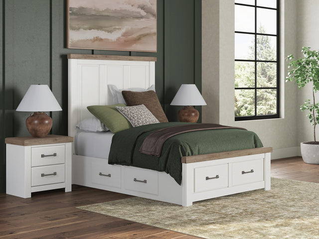 Savonport White/Brown Full Panel Storage Bed from Decor Furniture