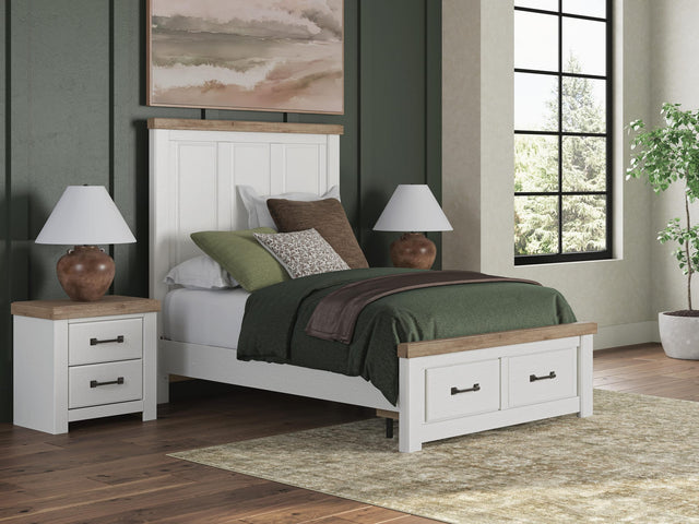Savonport White/Brown Full Panel Storage Bed from Decor Furniture
