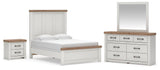 Savonport White/Brown Panel Bed. Dresser, Mirror Bedroom Set view 3