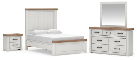 Savonport White/Brown Panel Bed. Dresser, Mirror Bedroom Set view 3