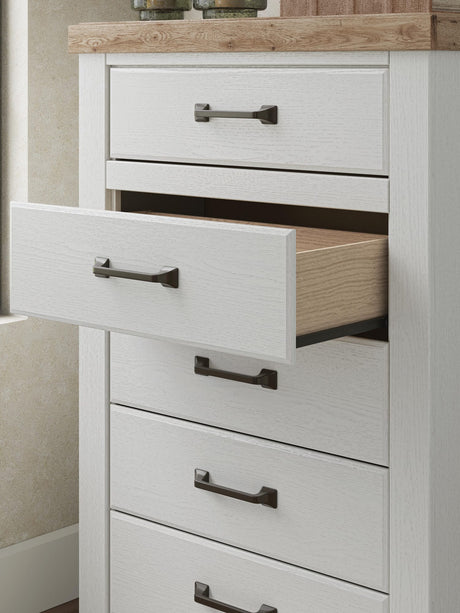 Savonport White/Brown Panel Bedroom Set detail view