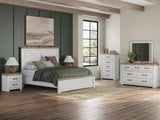 Savonport White/Brown Panel Bedroom Set King 5: Bed, Dresser, Mirror, Chest, NightStand from Decor Furniture