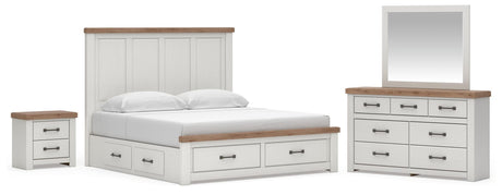 Savonport White/Brown Panel Storage Bed. Dresser, Mirror Bedroom Set view 2