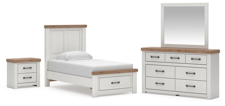 Savonport White/Brown Panel Storage Bed. Dresser, Mirror Bedroom Set view 3