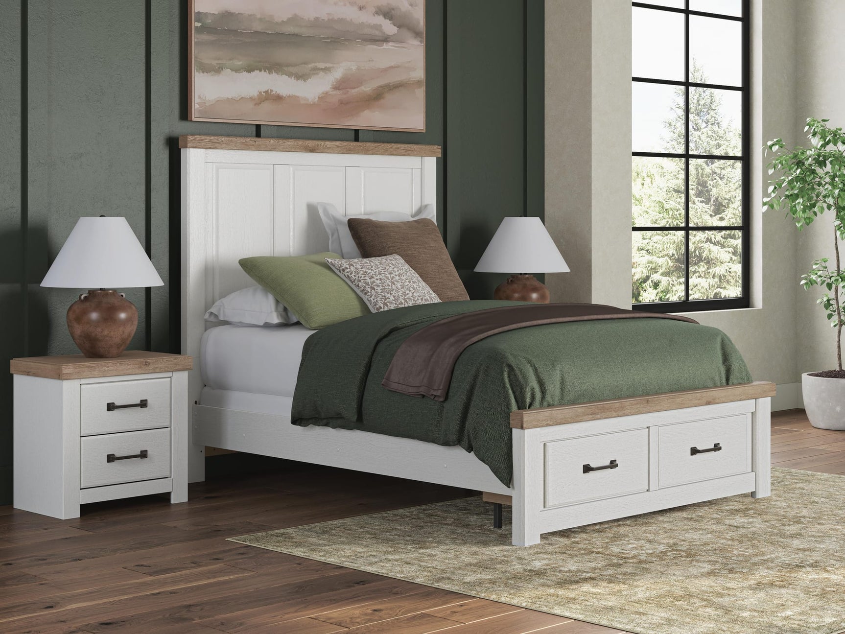 Savonport White/Brown Panel Storage Bed. Dresser, Mirror Bedroom Set view 10