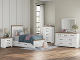 Savonport White/Brown Twin Panel Bed with Storage view 2