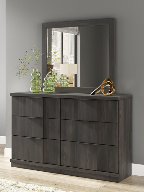 Shaehartin Dark Brown Dresser and Mirror from Decor Furniture
