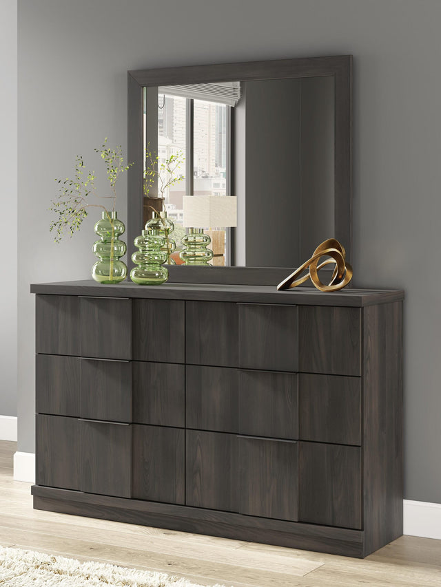 Shaehartin Dark Brown Dresser and Mirror from Decor Furniture