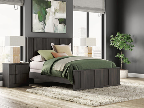 Shaehartin Dark Brown Queen Panel Bed from Decor Furniture