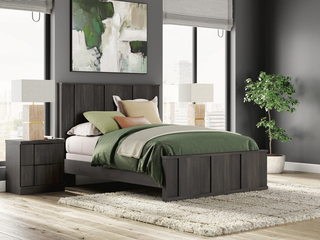 Shaehartin Dark Brown Queen Panel Bed from Decor Furniture