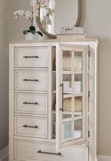 Shaybrock Antique White Panel Bedroom Set Queen 4: Bed, Dresser, Mirror, Chest from Decor Furniture