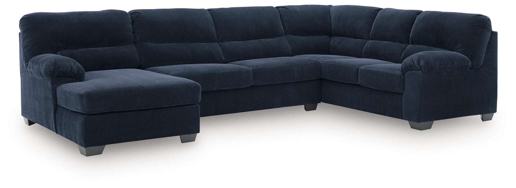 SimpleJoy Navy 3-Piece Sectional with Chaise view 2