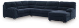 SimpleJoy Navy 3-Piece Sectional with Chaise view 2
