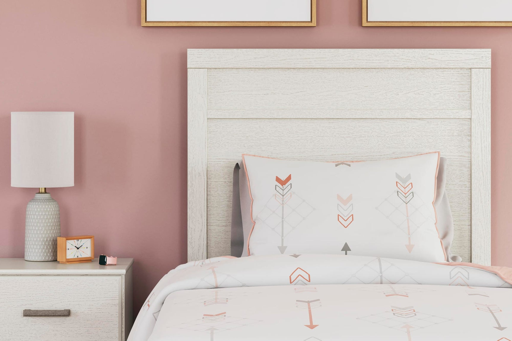 Stelsie White Panel Bedroom Set Twin 3: Bed, Dresser, Mirror from Decor Furniture