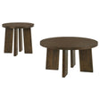 Strouse 2-Piece Round Coffee and End Table Set in Dark Walnut from Decor Furniture