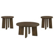 Strouse 3-Piece Round Coffee and End Table Set in Dark Walnut from Decor Furniture