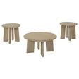 Strouse 3-Piece Round Coffee and End Table Set in Natural Oak from Decor Furniture