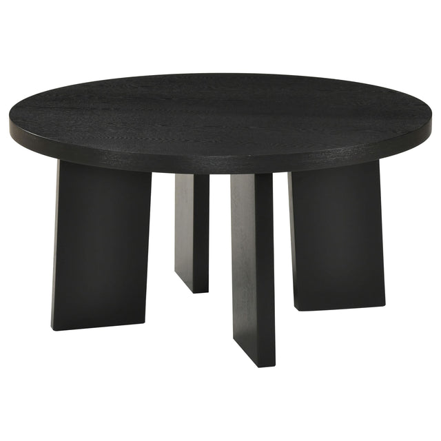Strouse Contemporary Round Coffee Table in Black from Decor Furniture
