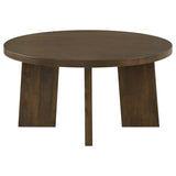 Strouse Contemporary Round Coffee Table in Dark Walnut view 2