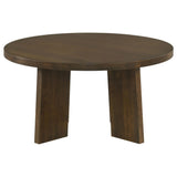 Strouse Contemporary Round Coffee Table in Dark Walnut view 3