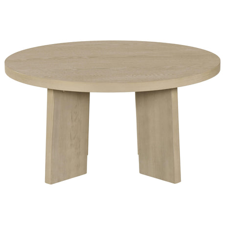 Strouse Contemporary Round Coffee Table in Natural Oak view 2