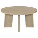 Strouse Contemporary Round Coffee Table in Natural Oak view 3