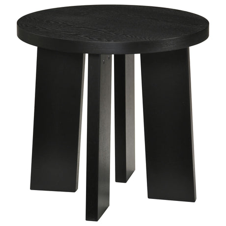 Strouse Contemporary Round End Table in Black from Decor Furniture