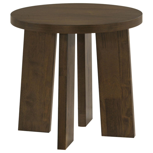 Strouse Contemporary Round End Table in Dark Walnut from Decor Furniture