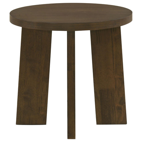 Strouse Contemporary Round End Table in Dark Walnut view 2