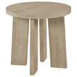 Strouse Contemporary Round End Table in Natural Oak from Decor Furniture