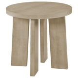 Strouse Contemporary Round End Table in Natural Oak from Decor Furniture