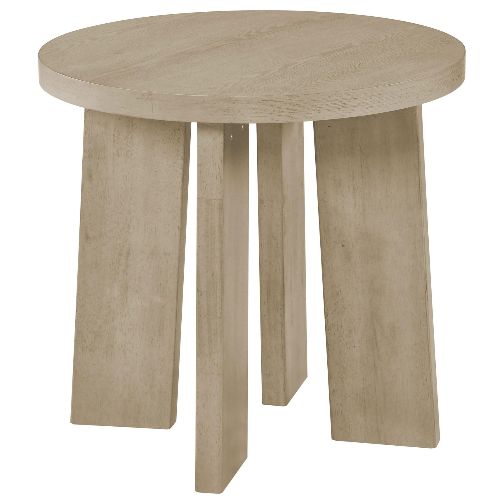 Strouse Contemporary Round End Table in Natural Oak from Decor Furniture