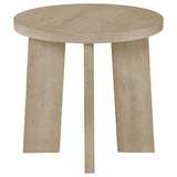 Strouse Contemporary Round End Table in Natural Oak view 2