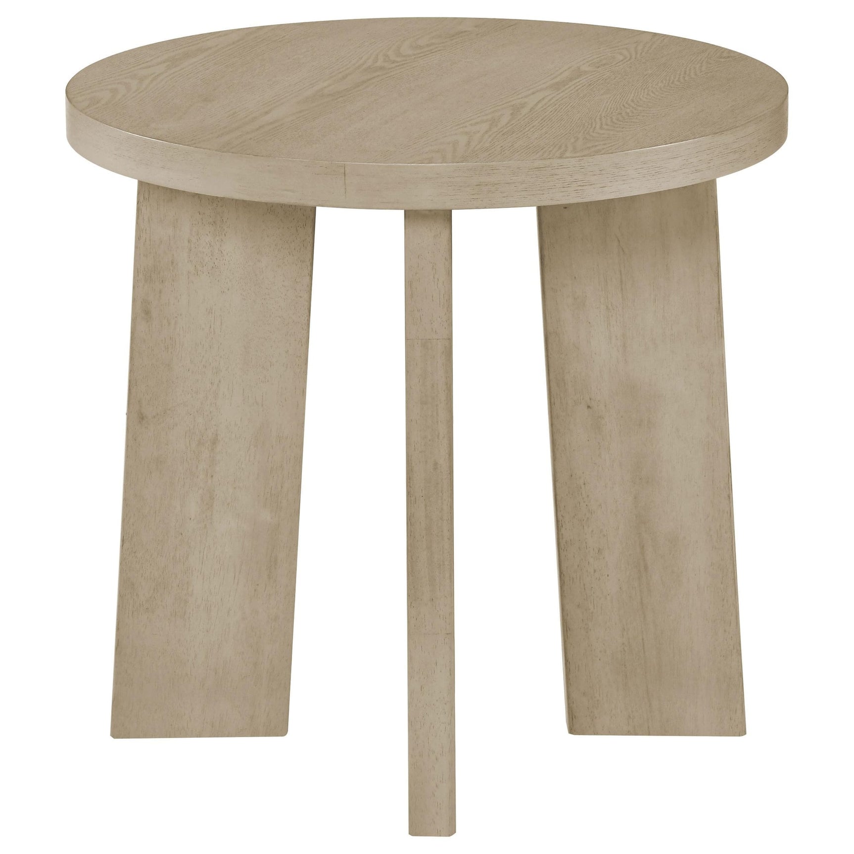 Strouse Contemporary Round End Table in Natural Oak view 2