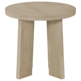 Strouse Contemporary Round End Table in Natural Oak view 3
