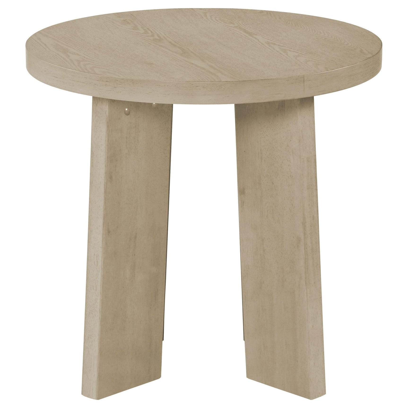 Strouse Contemporary Round End Table in Natural Oak view 3