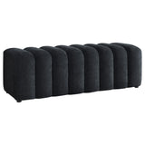Summer Chenille Upholstered Channel Accent Bench Black from Decor Furniture
