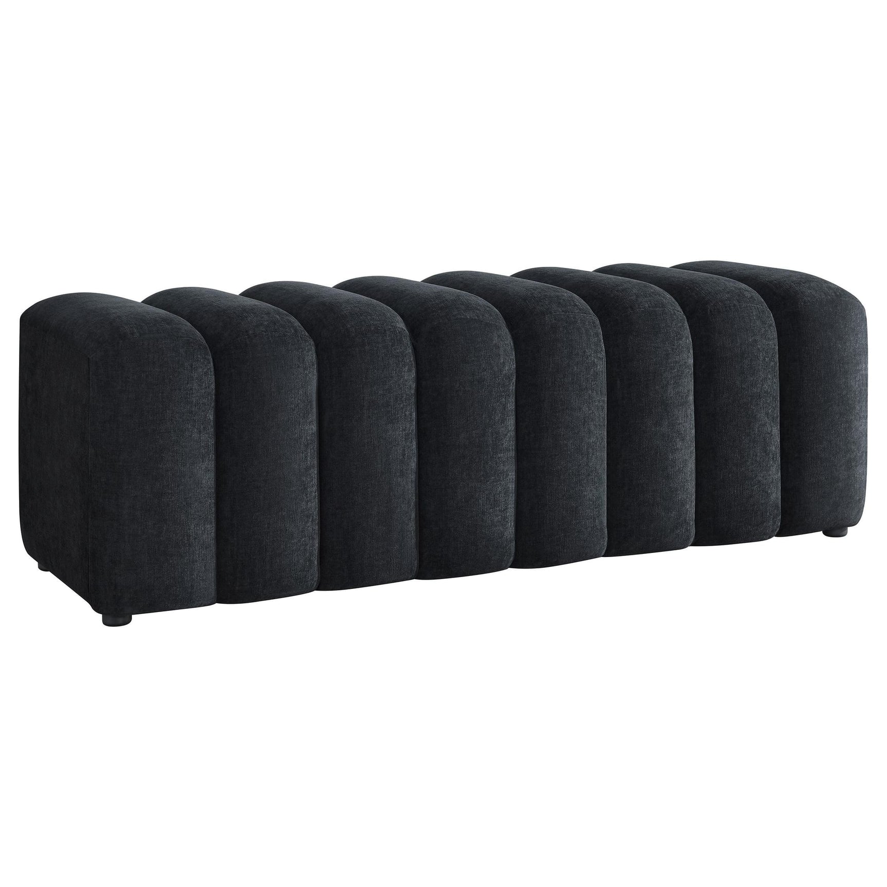 Summer Chenille Upholstered Channel Accent Bench Black from Decor Furniture
