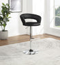 Travia Adjustable Leatherette Swivel Bar Stool Black and Chrome from Decor Furniture
